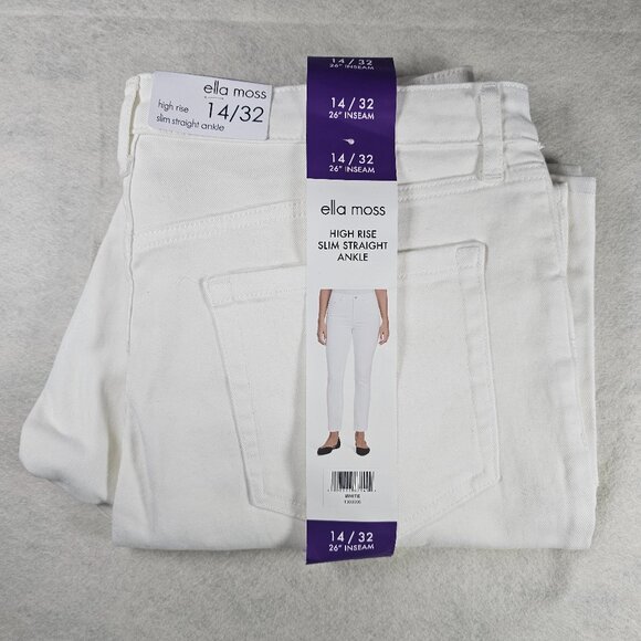 NEW Ella Moss High Rise Slim Straight Ankle Jeans White Size 14/32 - Picture 2 of 7